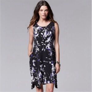 Simply Vera Vera Wang Black and Purple Midi Dress
